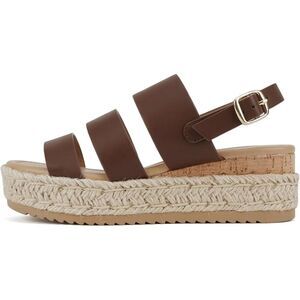 NEW Soda Bryce-s Platform Espadrille Sandals in Brown, Size 9 (S3)